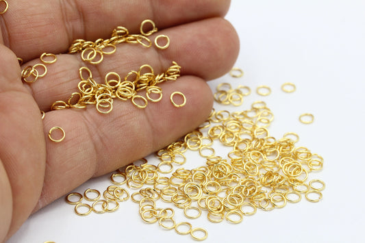 0,5x4mm 24 k Shiny Gold Plated Jump Rings , Connectors , Necklace And Bracelet Findings - GLD862