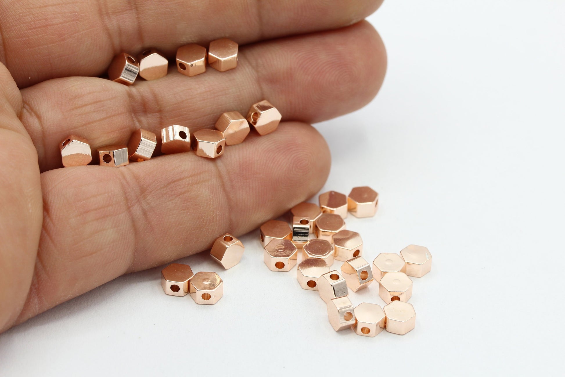 5mm Rose Gold Plated Hexagon Beads , Industrial Spacer Beads ,Hexagon –  mbjewelrymetal