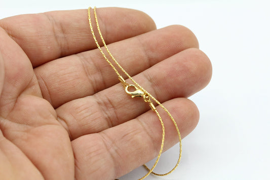 0,6mm 24 k Shiny Gold Plated Finished Chain, Finished Necklace, Gold Plated Ready-Made Necklace, Gold Plated Snake Chain - GLD667